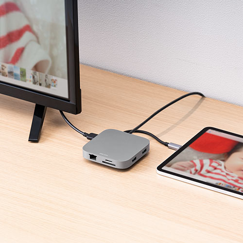 ドッキングステーション（USBハブ・持ち運び・コンパクト・巻き取り収納・USB・Type-C・PD100W・4K・8in1・HDMI・VGA・ROG AIIｙ・Steam Deck ） HUB091S