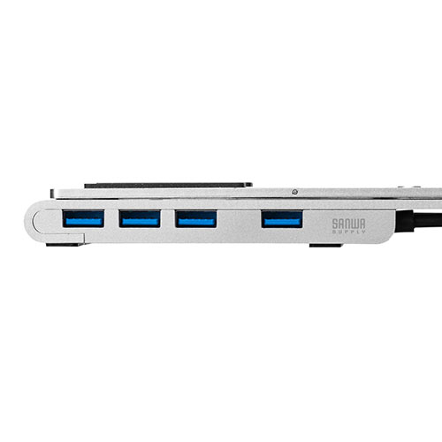 USBハブ付きノートパソコンスタンド（5段階調節 角度調整 姿勢改善 持ち運び 折りたたみ式 PCスタンド iPadスタンド）