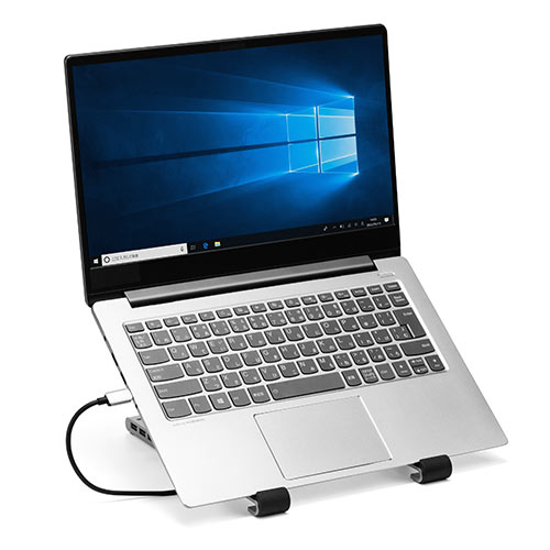 USBハブ付きノートパソコンスタンド（5段階調節 角度調整 姿勢改善 持ち運び 折りたたみ式 PCスタンド iPadスタンド）