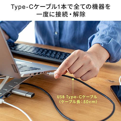 USBハブ付きノートパソコンスタンド（5段階調節 角度調整 姿勢改善 持ち運び 折りたたみ式 PCスタンド iPadスタンド）