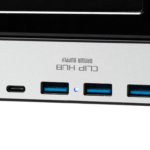 クリップ式USBハブ（Type-A接続・4ポート・クランプ固定・Type-C×1ポート・USB A×3ポート・机固定・1.5mケーブル・シルバー）