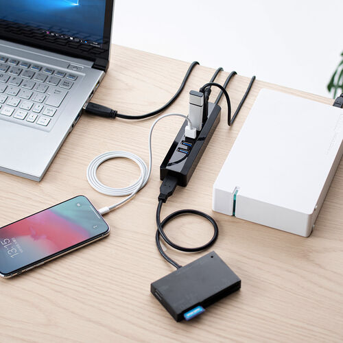 USB Aハブ（バスパワー/セルフパワー両対応・7ポート・USB3.1・USB3.0・USB5Gbps・自動off機能・電源切り忘れ防止・ブラック）