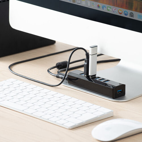USB Aハブ（バスパワー/セルフパワー両対応・7ポート・USB3.1・USB3.0・USB5Gbps・自動off機能・電源切り忘れ防止・ブラック）