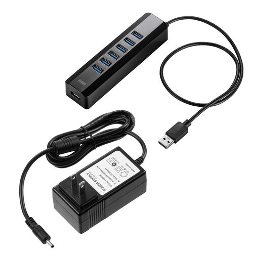 USB Aハブ（バスパワー/セルフパワー両対応・7ポート・USB3.1・USB3.0・USB5Gbps・自動off機能・電源切り忘れ防止・ブラック）