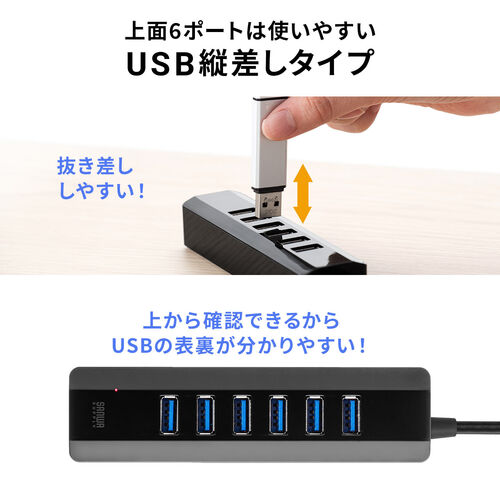 USB Aハブ（バスパワー/セルフパワー両対応・7ポート・USB3.1・USB3.0・USB5Gbps・自動off機能・電源切り忘れ防止・ブラック）