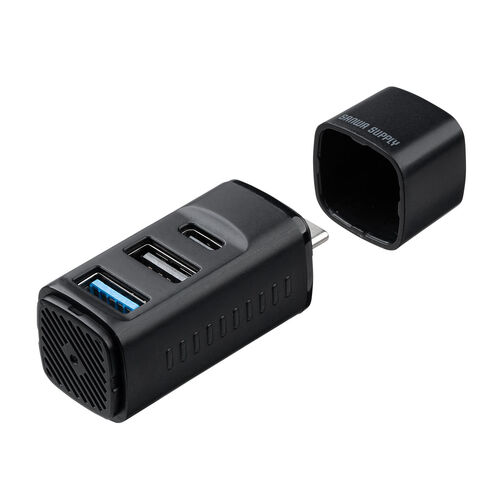 USBハブ（コンパクト・小型・USB-A接続・USB3.0・USB2.0・バスパワー・USB-Cポート・USB Aポート・3ポート・コンボハブ・黒色・軽量）