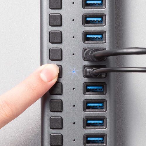 USBハブ 13ポート セルフパワー USB充電器 個別スイッチ付 ケーブル長2.7ｍ USB5Gbps ACアダプタ付 充電 通信