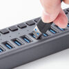 USBハブ 13ポート セルフパワー USB充電器 個別スイッチ付 ケーブル長2.7ｍ USB5Gbps ACアダプタ付 充電 通信