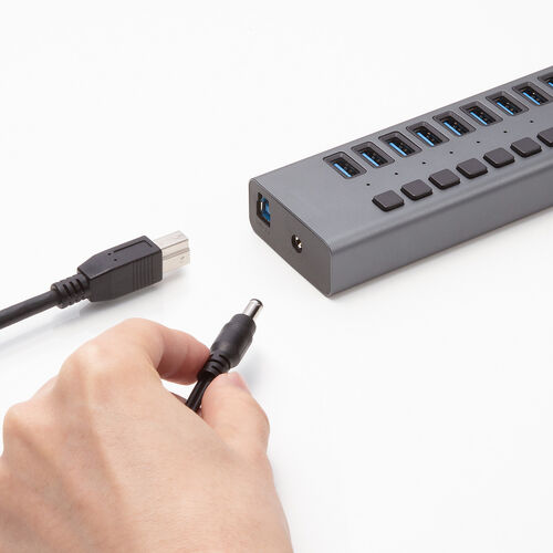 USBハブ 13ポート セルフパワー USB充電器 個別スイッチ付 ケーブル長2.7ｍ USB5Gbps ACアダプタ付 充電 通信