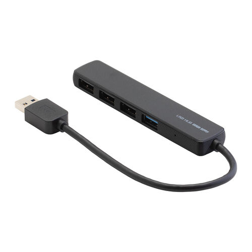 USBハブ（４ポート・コンパクト・軽量・USB・5Gbps・USB2.0・USB A接続・ケーブル長15cm・ブラック）