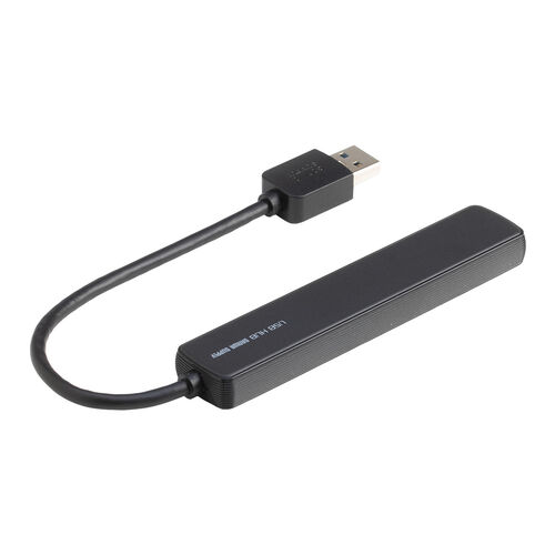 USBハブ（４ポート・コンパクト・軽量・USB・5Gbps・USB2.0・USB A接続・ケーブル長15cm・ブラック）