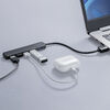 USBハブ（４ポート・コンパクト・軽量・USB・5Gbps・USB2.0・USB A接続・ケーブル長15cm・ブラック）