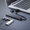USBハブ（４ポート・コンパクト・軽量・USB 5Gbps・USB2.0・USB Type-C接続・USB A接続・変換アダプタ付き・ケーブル長15cm・ブラック）