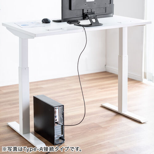 クリップ式USBハブ（Type-C接続・4ポート・クランプ固定・Type-C×1ポート・USB A×3ポート・机固定・1.5mケーブル・シルバー）