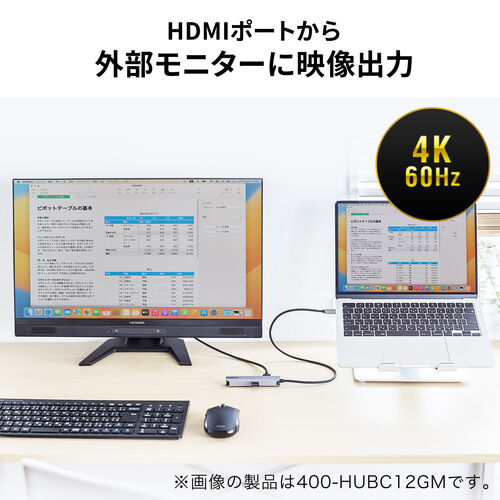 USB Type-Cマルチ変換アダプタ（HDMIポート・SD/microSDカードリーダー・USB3.2 Gen1×2ポート付き・ケーブル長50cm）