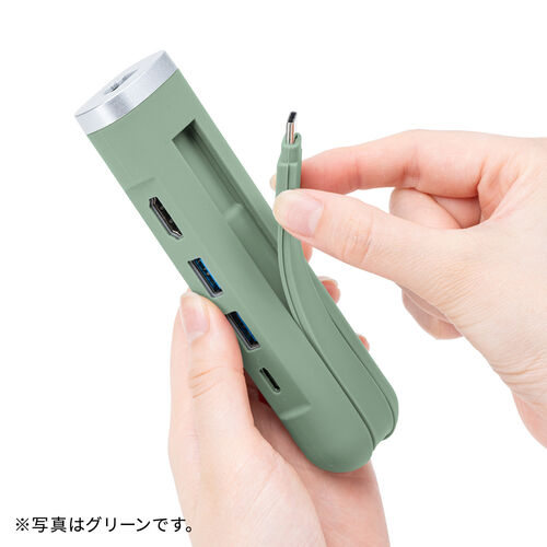 ドッキングステーション（タイプCハブ・HDMI・4K/30Hz・PD100W対応・有線LAN対応・ケーブル一体型・モバイル・持ち運び・ブルー） HUBC18BL