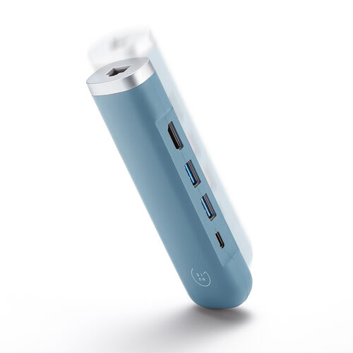 ドッキングステーション（タイプCハブ・HDMI・4K/30Hz・PD100W対応・有線LAN対応・ケーブル一体型・モバイル・持ち運び・ブルー） HUBC18BL