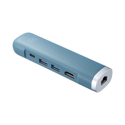 ドッキングステーション（タイプCハブ・HDMI・4K/30Hz・PD100W対応・有線LAN対応・ケーブル一体型・モバイル・持ち運び・ブルー） HUBC18BL