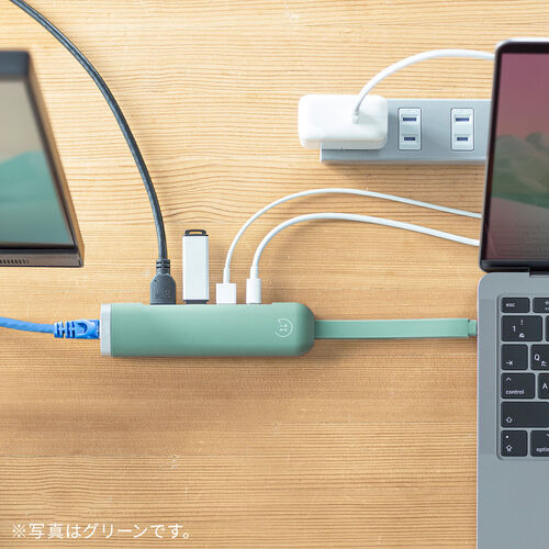 ドッキングステーション（タイプCハブ・HDMI・4K/30Hz・PD100W対応・有線LAN対応・ケーブル一体型・モバイル・持ち運び・ブルー） HUBC18BL