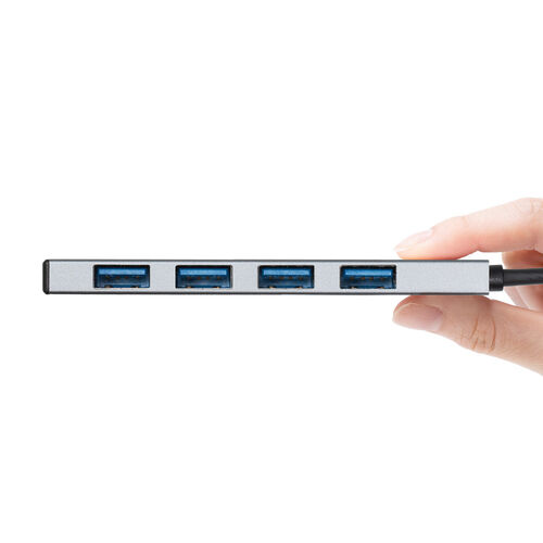 USB TypeC ハブ（4ポート・薄型・軽量・A×4・ケーブル一体型・USB3.2・Gen2対応・10Gbps高速対応・アルミ放熱・Windows・Mac・iPad・Chromebook 対応）