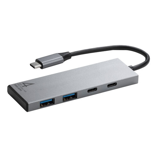 USB TypeC ハブ（4ポート・薄型・軽量・A×2 C×2・ケーブル一体型・USB3.2Gen2対応・10Gbps高速対応・アルミ放熱・Windows・Mac・iPad・Chromebook）