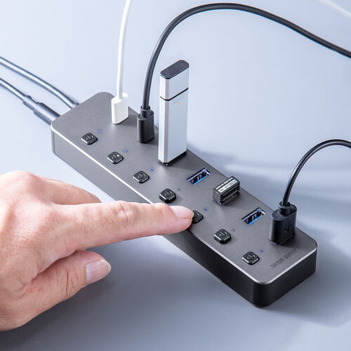 USBハブ（7ポート・Type-C・ACアダプタ付・USB充電器・セルフ