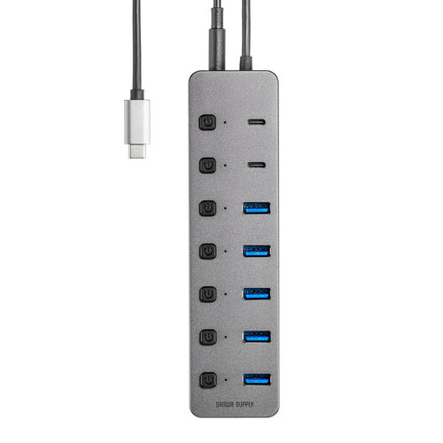 USBハブ（7ポート・Type-C・ACアダプタ付・USB充電器・セルフ