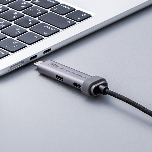 USB Type-Cハブ（Type-Cケーブル・PD対応・PD100W・USB3.2 Gen1・USB5Gbps・持ち運び・ケーブル一体型・0.5m・ブラック）