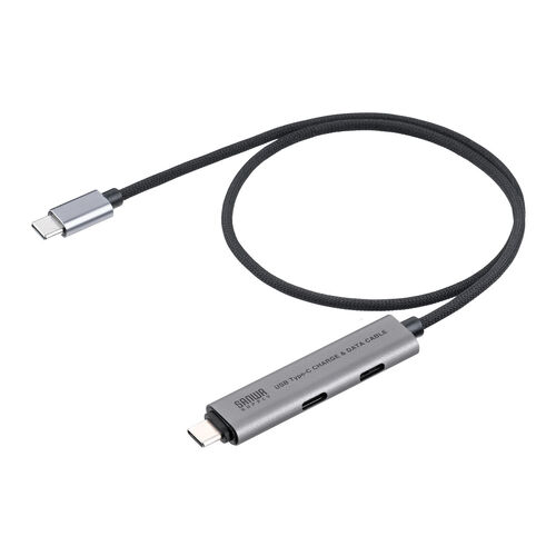 USB Type-Cハブ（Type-Cケーブル・PD対応・PD100W・USB3.2 Gen1・USB5Gbps・持ち運び・ケーブル一体型・0.5m・ブラック）