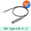 USB Type-Cハブ（Type-Cケーブル・PD対応・PD100W・USB3.2 Gen1・USB5Gbps・持ち運び・ケーブル一体型・0.5m・ブラック）
