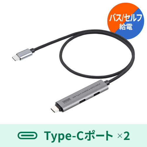 USB Type-Cハブ（Type-Cケーブル・PD対応・PD100W・USB3.2 Gen1・USB5Gbps・持ち運び・ケーブル一体型・0.5m・ブラック）