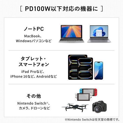 USB Type-Cハブ（Type-Cケーブル・PD対応・PD100W・USB3.2Gen1・USB5Gbps・持ち運び・ケーブル一体型・1m・シルバー）
