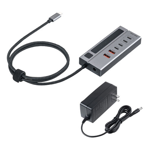 USBハブ（4ポート・PD専用ポート・2ポート・USB充電器・Type-C・セルフパワー・最大PD45W対応・ディスプレイ付き・USB3.2・Gen2・USB・10Gbps ）