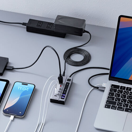 USBハブ（4ポート・PD専用ポート・2ポート・USB充電器・Type-C