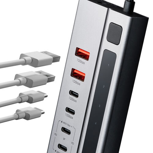 USBハブ（4ポート・PD専用ポート・2ポート・USB充電器・Type-C・セルフパワー・最大PD45W対応・ディスプレイ付き・USB3.2・Gen2・USB・10Gbps ）