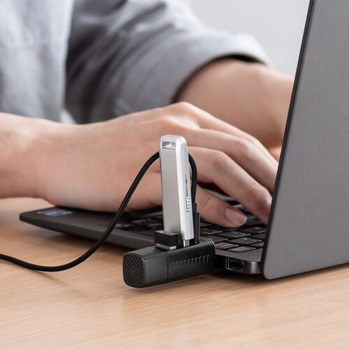 USBハブ（コンパクト・小型・USB Type-C接続・USB3.0・USB2.0・バスパワー・USB-Cポート・USB Aポート・3ポート・コンボハブ・黒色・軽量）