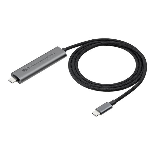 USB Type-Cハブ（Type-Cケーブル・PD対応・PD100W・USB Aポート増設・USB3.2 gen1・USB5gbps・持ち運び・ケーブル一体型・急速充電・1m・ブラック）