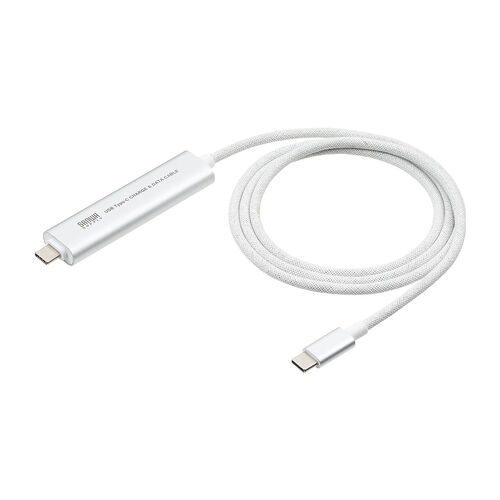 USB Type-Cハブ（Type-Cケーブル・PD対応・PD100W・USB Aポート増設・USB3.2 gen1・USB5gbps・持ち運び・ケーブル一体型・急速充電・1m・シルバー）