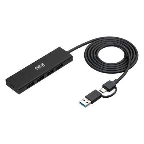 USBハブ（5ポート・セルフパワー・バスパワー・USB 5Gbps・小型・コンパクト・高速通信・Type-C接続・USB A接続・充電・通信・120cm）