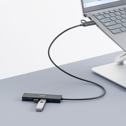 USBハブ（5ポート・セルフパワー・バスパワー・USB 5Gbps・小型・コンパクト・高速通信・Type-C接続・USB A接続・充電・通信・60cm）