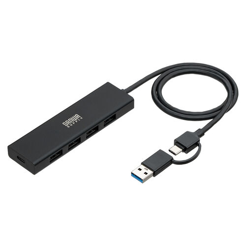 USBハブ（5ポート・セルフパワー・バスパワー・USB 5Gbps・小型・コンパクト・高速通信・Type-C接続・USB A接続・充電・通信・60cm）