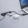 USBハブ（４ポート・コンパクト・軽量・USB 5Gbps・USB2.0・USB Type-C接続・ケーブル長15cm・ブラック）