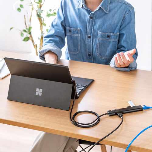 ドッキングステーション（USBハブ・タイプCハブ・L字コネクタ・ロングケーブル・4K・HDMI・USB3.2・PD100W・有線LAN・AIIｙ・Steam Deck） HUBC8BK