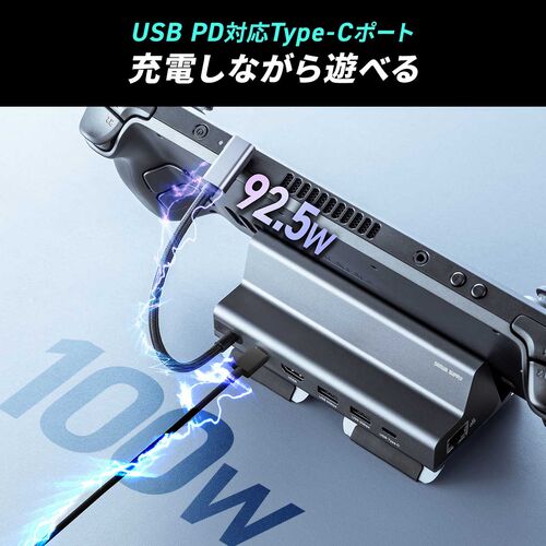 ドッキングステーション（ポータブルゲーミングPC用・タイプCハブ・6in1・SteamDeck・PD100W・4K/60Hz・RJ-45・Switch・ROG Ally） HUBCP19GM