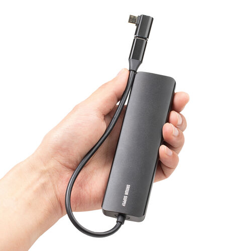 ドッキングステーション（タイプCハブ・HDMI・4K・L型アダプタ・PD100W・カードリーダー・L字・ケーブル長20cm・モバイルドッキングステーション） HUBCP20BK