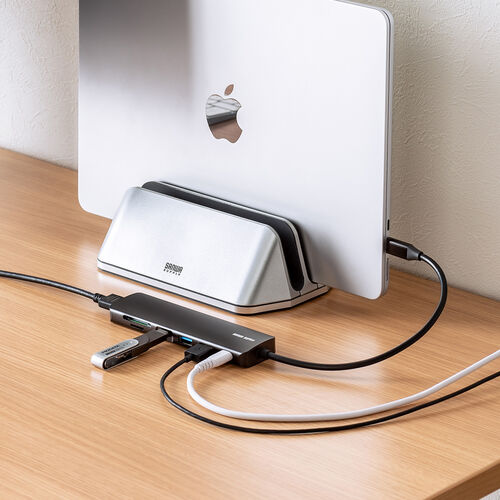 ドッキングステーション（タイプCハブ・HDMI・4K・L型アダプタ・PD100W・カードリーダー・L字・ケーブル長20cm・モバイルドッキングステーション） HUBCP20BK