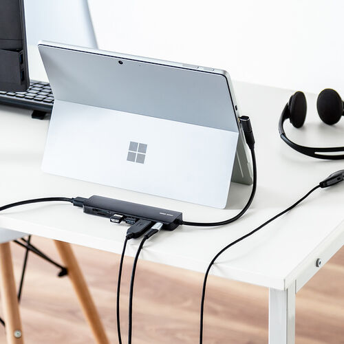 ドッキングステーション（タイプCハブ・HDMI・4K・L型アダプタ・PD100W・カードリーダー・L字・ケーブル長20cm・モバイルドッキングステーション） HUBCP20BK