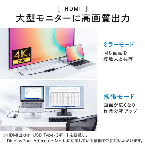ドッキングステーション（タイプCハブ・HDMI・4K・L型アダプタ・PD100W・カードリーダー・L字・ケーブル長20cm・モバイルドッキングステーション） HUBCP20BK