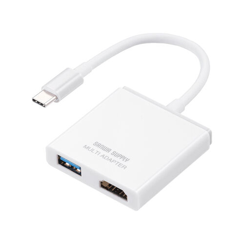 USB HDMI 変換（4K・USBハブ・3ポート拡張・Type C接続・PD充電対応・薄型・ホワイト）