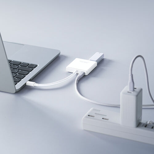 USB HDMI 変換（4K・USBハブ・3ポート拡張・Type C接続・PD充電対応・薄型・ホワイト）